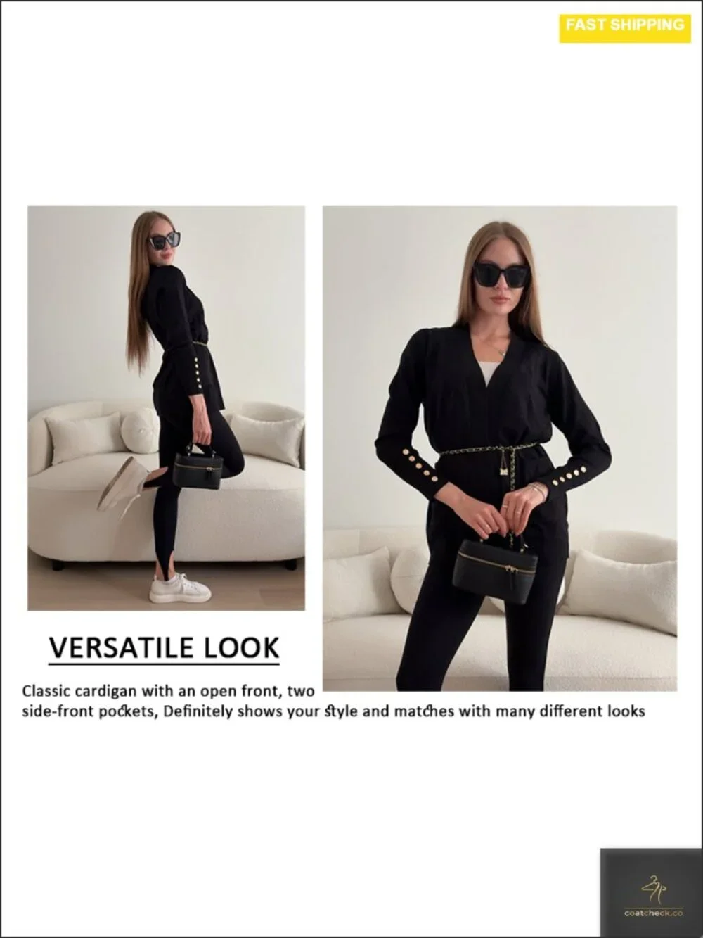 Lightweight Long Sleeve Open Front Knit Cardigan with Pockets